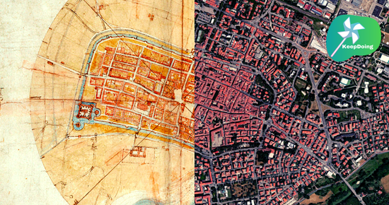 นี่คือการวาด “แผนที่”(เมืองอิโมลา) โดยเลโอนาร์โด ดา วินชี
